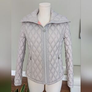Michael Kors Puffer Jacket Women's Quilted Grey Fold Over Collar Size M